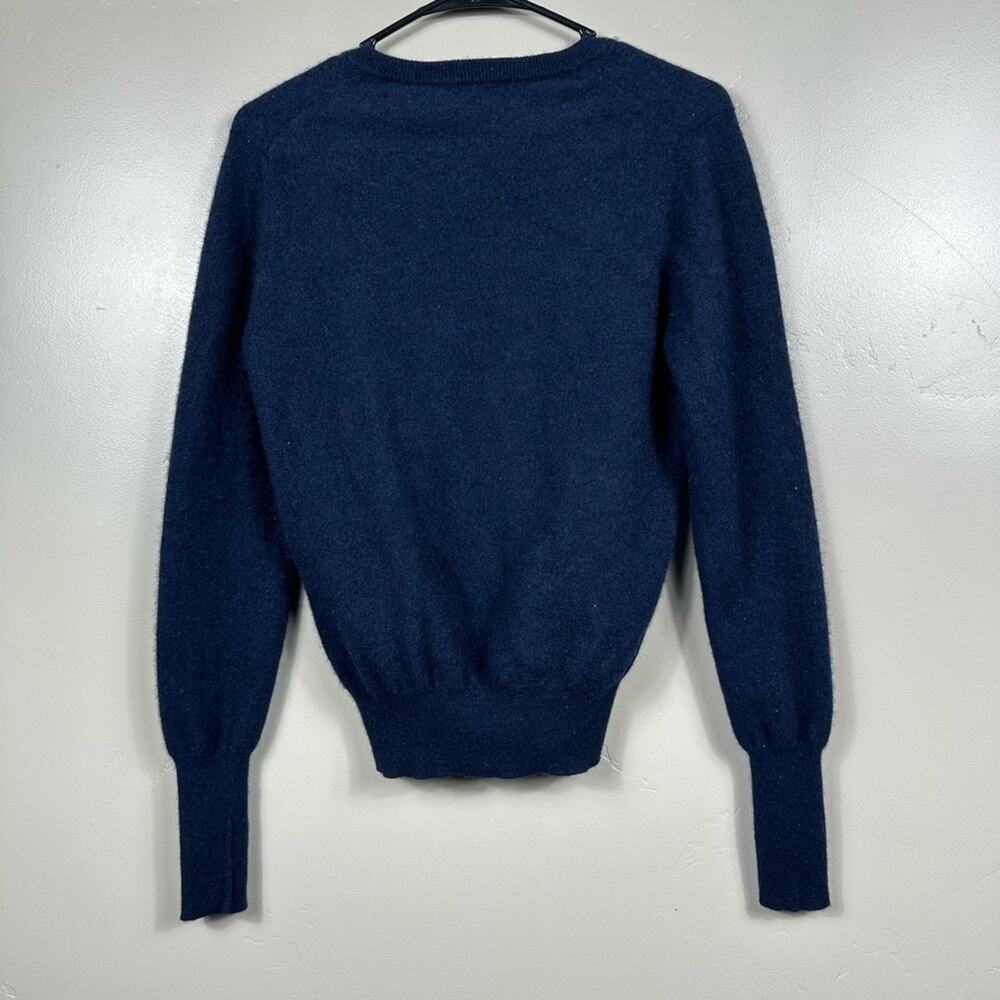 Ballantyne Women’s 100% Cashmeree V-Neck Jumper Sweater Navy Blue Size Small - Picture 4 of 10